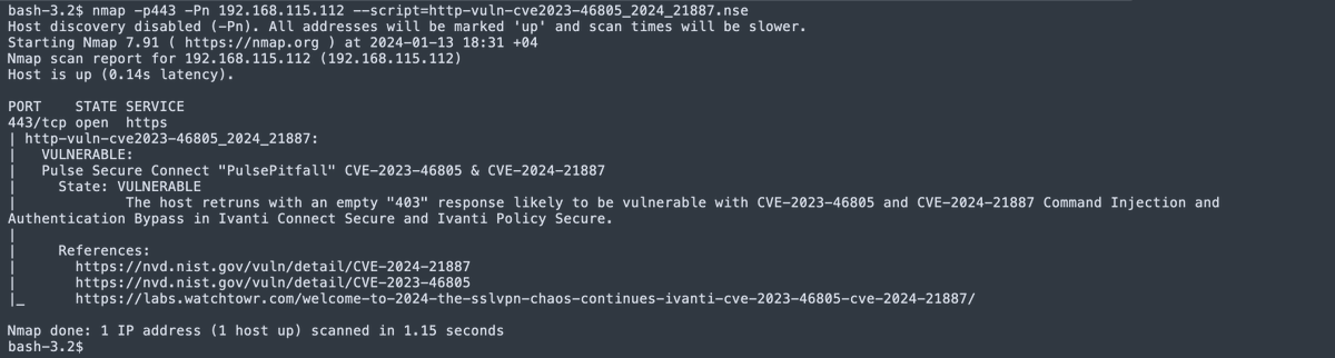 Based on "labs.watchtowr.com/welcome-to-202…" I wrote a quick NMAP NSE script to check CVE-2023-46805 &amp; CVE-2024-21887
NSE Script - github.com/RootUp/Persona…
#infosec