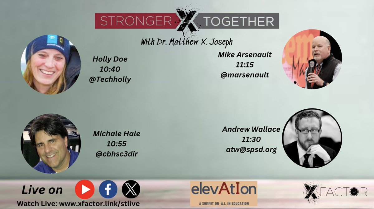 Great morning of #StrongerTogether Podcast with  @Mmuir <a href="/jlo731/">Jeni Long 💜🪄</a> <a href="/mrhooker/">Carl Hooker</a> at #elevAtIonSummit.

Tune in all morning as we welcome in <a href="/andrewtwallace/">Andrew Wallace</a> @Techholly @cbhsc3dir <a href="/marsenault/">Mike Arsenault</a>

Live on <a href="/facebook/">Facebook</a> <a href="/YouTube/">YouTube</a> and here on <a href="/X/">X</a>

Watch Live: xfactor.link/stlive

<a href="/ACTEM/">ACTEM</a>
