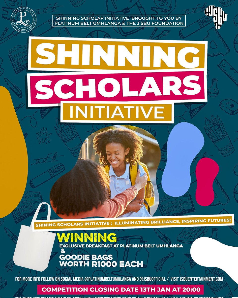 "🌟✨ **Calling all Parents/Guardians!** 🌟✨

Did your child excel academically last year? 🎓  Celebrate Ina  celebrate in a spectacular way thanks to @platinumbelt_umhlanga and The J Sbu Foundation!
Entry details :  jsbuentertainment.com.
