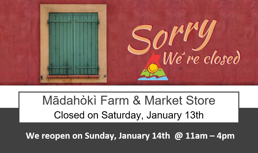 🌨💨Mādahòkì Farm is closed today - Saturday, January 13, 2024. We apologize for any inconvenience. We will reopen tomorrow at 11am. We wish everyone a safe and warm #snowday #MadahokiFarm #snowday #winterstorm @ottawasolstice