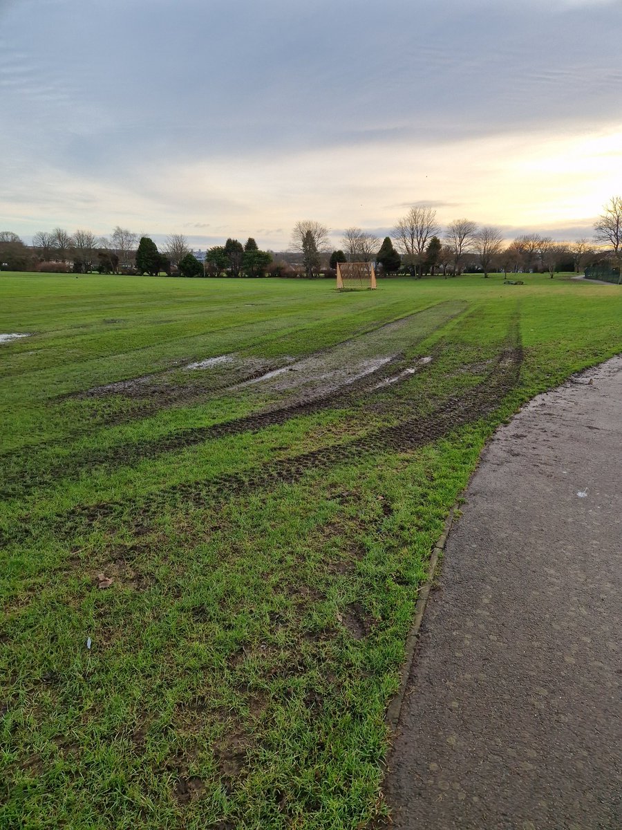 Well done <a href="/AberdeenCC/">Aberdeen City Council</a>  another successful attempt at ruining the park in dyce by driving a tractor through a sodden area. Is this what we pay taxes for??