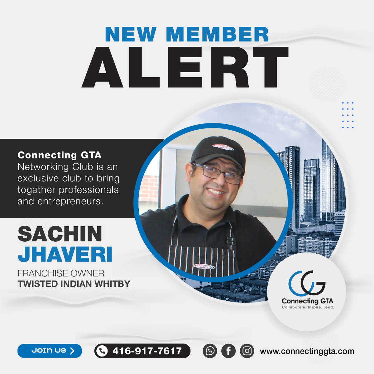 connectinggta's tweet photo. New Member Alert
Welcome to the club Sachin Jhaveri from Twisted Indian in Whitby. Looking forward visiting your restaurant and trying some of our delicious food soon.

#newmember #connectinggta #twistedindian #whitby https://t.co/uz5MWyWiFc