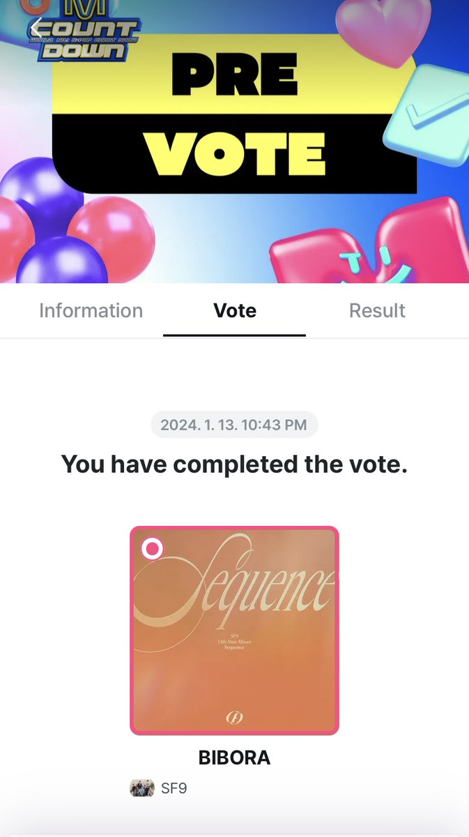 [MCOUNTDOWN PRE-VOTE OPEN]

Where: Mnet Plus App 💓 
When: Jan 13 00:00 - Jan 15 23:59 KST
🗳 ONE VOTE/ACCT/DAY

🔗: mnetplus.world/community/vote…
<a href="/SF9official/">SF9official</a> #SF9 #에스에프나인 #비보라 #BIBORA