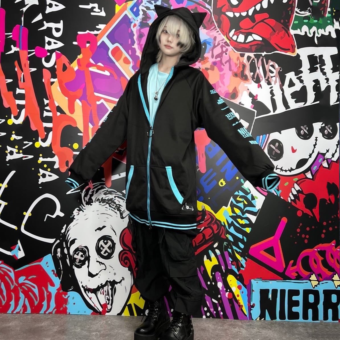 パーカー NieR tokyo Apple ZIP PARKA TWO-TONE DOUBLE ZIP PARKA【BLACK×WHITE】 | NIER CLOTHING
