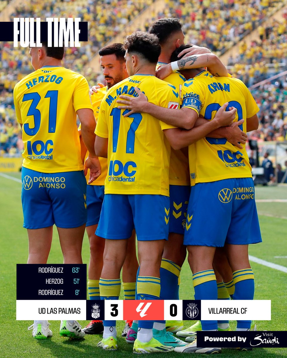 FT: #LasPalmasVillarreal 3-0

@UDLP_english continue to climb the LALIGA table with a comfortable home win! 💛💙

#LALIGAEASPORTS | #ResultsByVisitSaudi