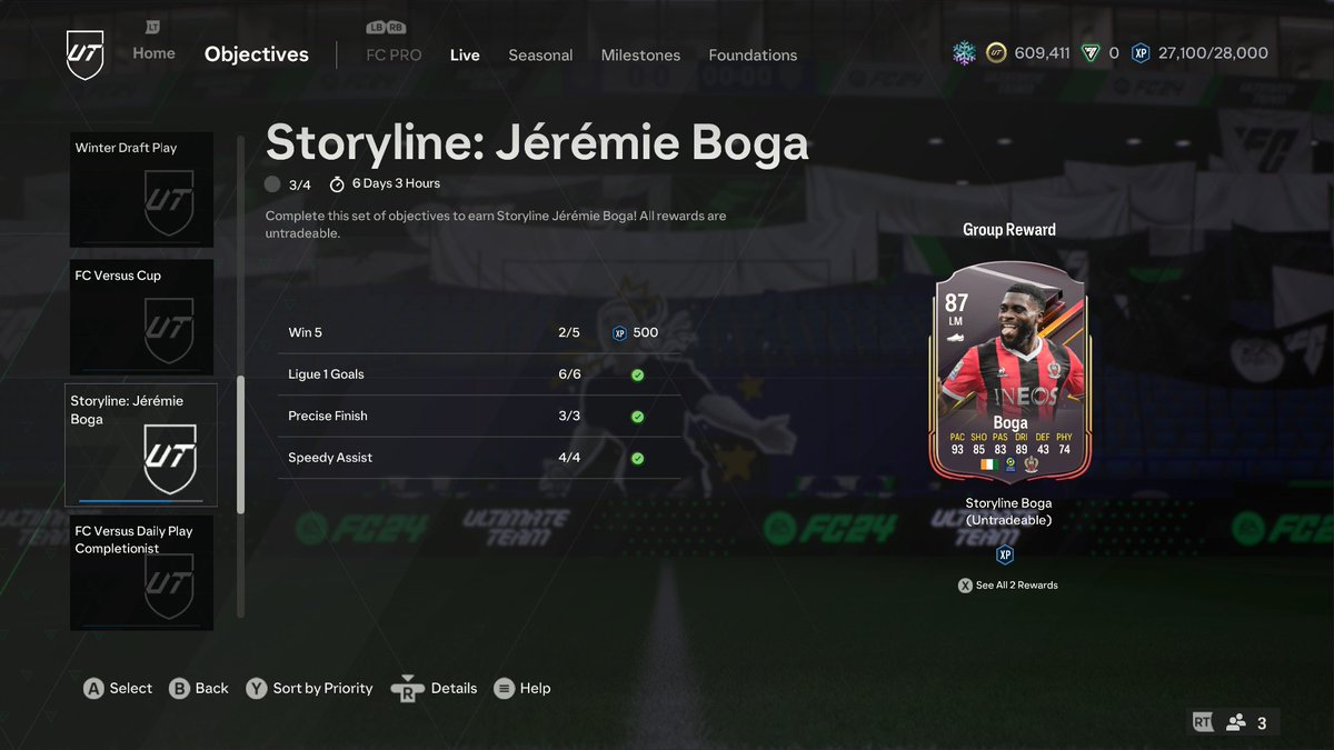 fifa_lime's tweet photo. 🚨 How to get 3.750 XP + a bunch of packs in only 48 minutes 💨 

You can complete 4 OBJ at once in only 6 squad battles games 👇

1. Boga Storyline - 2.000 total XP 

🔹️6 goals using Ligue 1 players

🔹️3 finesse goals 

🔹️4 assists using players with min. 80 PAC

🔹️win 5 matches with min. 3 Ligue 1 players in your first XI

2. FC Versus Daily Play - 500 XP
🔹️play 3 matches 

3. Daily Objectives - 250 XP
🔹️play 3 matches

👇 HERE'S THE TEAMS TO USE 👇

4. Weekly Themed Team Pursuit - 1.000 total XP 

🔷️ Match 1 - score 3 finesse goals + 4 assists using players with min. 80 PAC (for Boga OBJ)

x4 Prem 1
x3 Ligue 1 - score 6 goals for Boga OBJ (1/5 win Boga)
x3 ROSHN Saudi
x1 EVO/any player

🔷️ Match 2 
x4 Ligue 1 (2/5 win Boga)
x4 Bundesliga 
x3 MLS

🔷️ Match 3
x3 Eredivisie 
x3 Super Lig
x3 Liga Portugal
x2 Liga F

🔷️ Match 4
x2 NSWL
x2 Barclays WSL
x2 Google Pixel
x2 D1 Arkema
x3 Ligue 1 (3/5 win Boga)

🔷️ Match 5
x4 LaLiga
x3 Ligue 1 (4/5 win Boga)
x3 Serie A
x1 EVO/any player

🔷️ Match 6
x3 Ligue 1 (5/5 win Boga ✅️)
x4 EVO (do "Patrick Who?" EVO for fodders if you dont have other EVOs)
X4 any players

Let's grind for TOTY!! 💙🚀