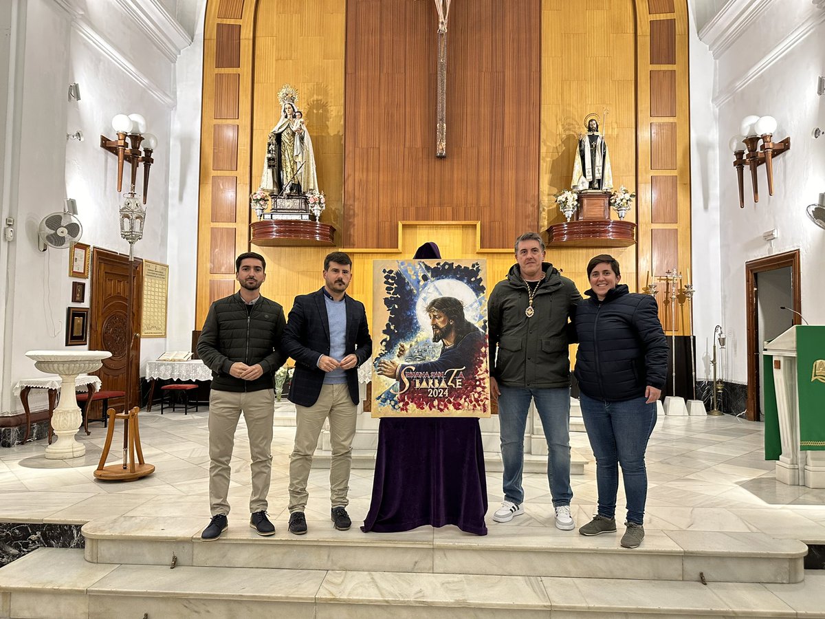 JavierRodri90's tweet photo. PRESENTACIÓN DEL CARTEL OFICIAL DE LA SEMANA SANTA DE BARBATE 

Hemos asistido a la presentación del cartel de la Semana Santa con una ilustración de pintura excelente y que representa a la imagen de Nuestro padre Jesús Nazareno con una cruz de luz amparada por el pueblo. https://t.co/7K1dElQ8RZ