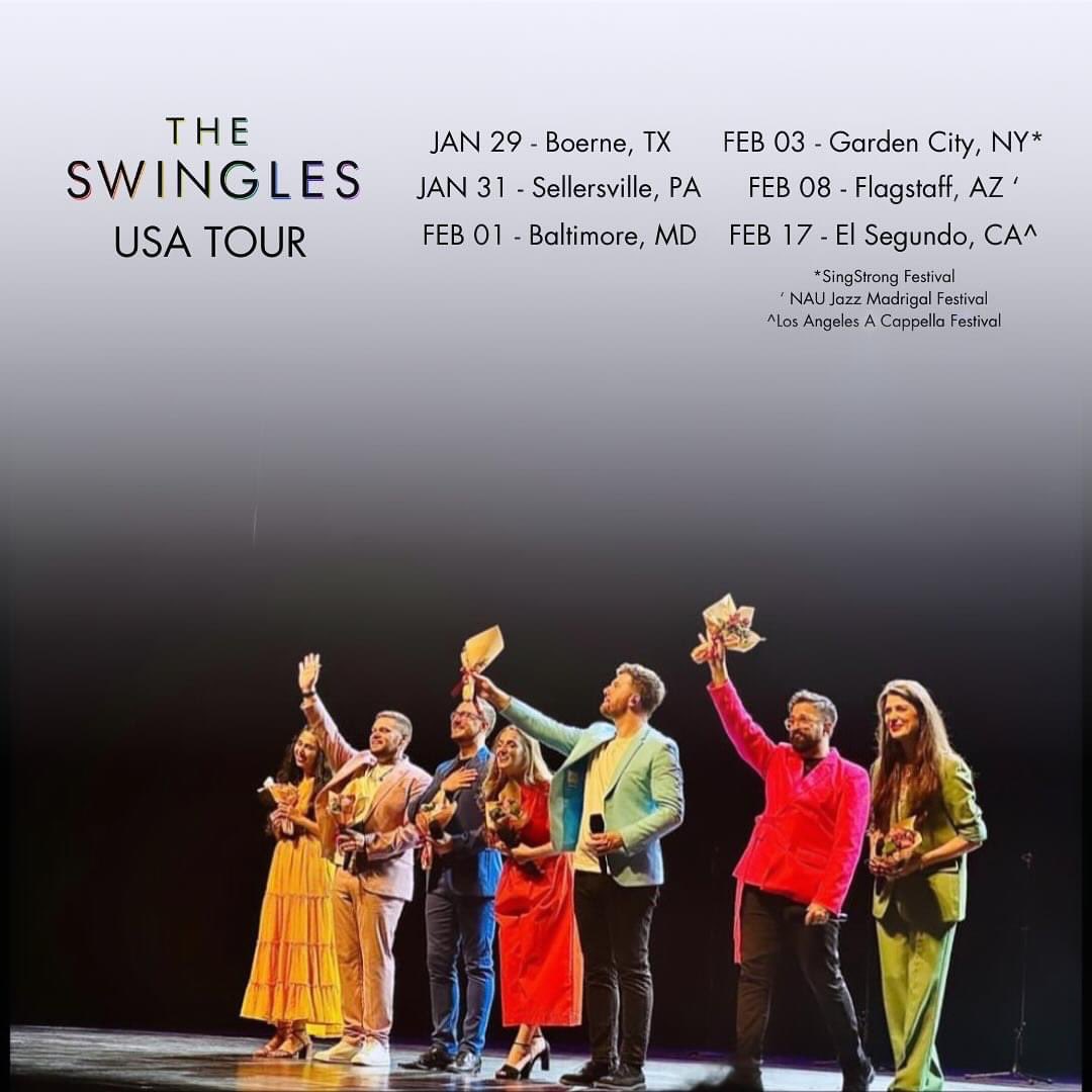 Announcing our 2024 USA Tour! Check out if we’ll be coming to a city near you! We’re so excited to see as many of you as possible :) Keep your eyes peeled for some more shows to be added! Venue and ticket info here - theswingles.co.uk/showsbt #swinglesontour #usa #acappella