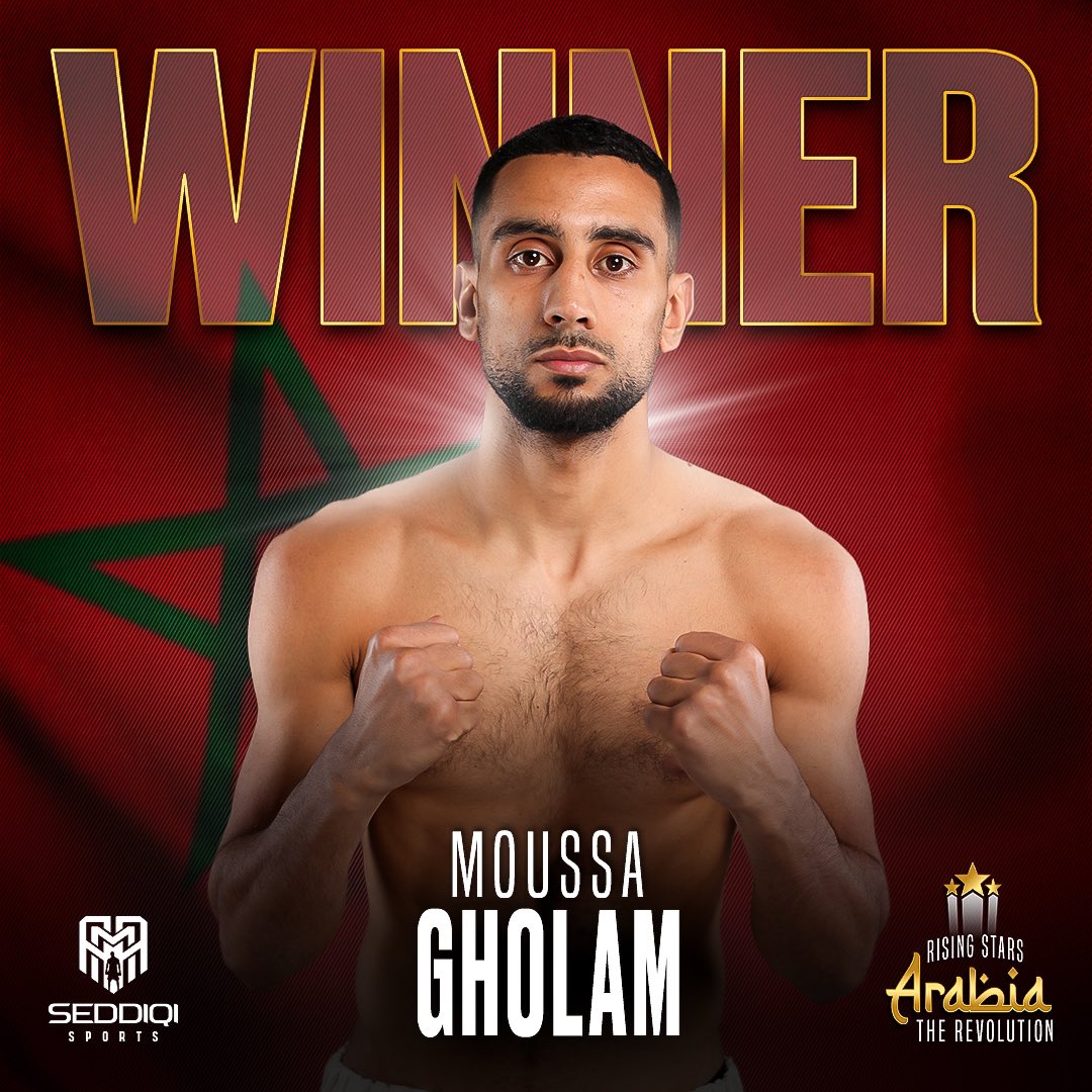 RisingStarsArab's tweet photo. TIME FOR THE WORLD STAGE? 🌍

Moussa Gholam moves to 21-1 after his TKO victory over Lunga Sitemela! 💥

#RSA2 | LIVE NOW | @YasLinksGC | #InAbuDhabi | Live on @daznboxing https://t.co/kvCgbAx76b
