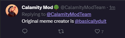 Darkrious69's tweet photo. @CalamityModTeam Since they deleted this tweet for whatever reason, here's the original meme maker! https://t.co/a95zbWuH8a