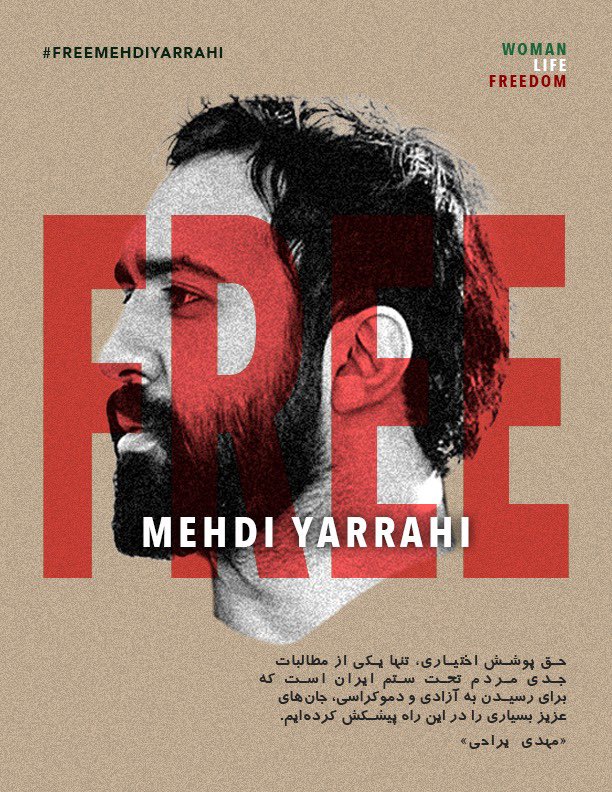 Lillian3003's tweet photo. In the shadow of tyranny, #MehdiYarrahi's song echoes freedom's cry. For his art, he faces chains and cruel lashes, a stark reminder of the regime's fear of truth. Let's raise our voices against this grave injustice.  #ArtOverOppression #IRGCterrorists https://t.co/84Sp3P7R3F