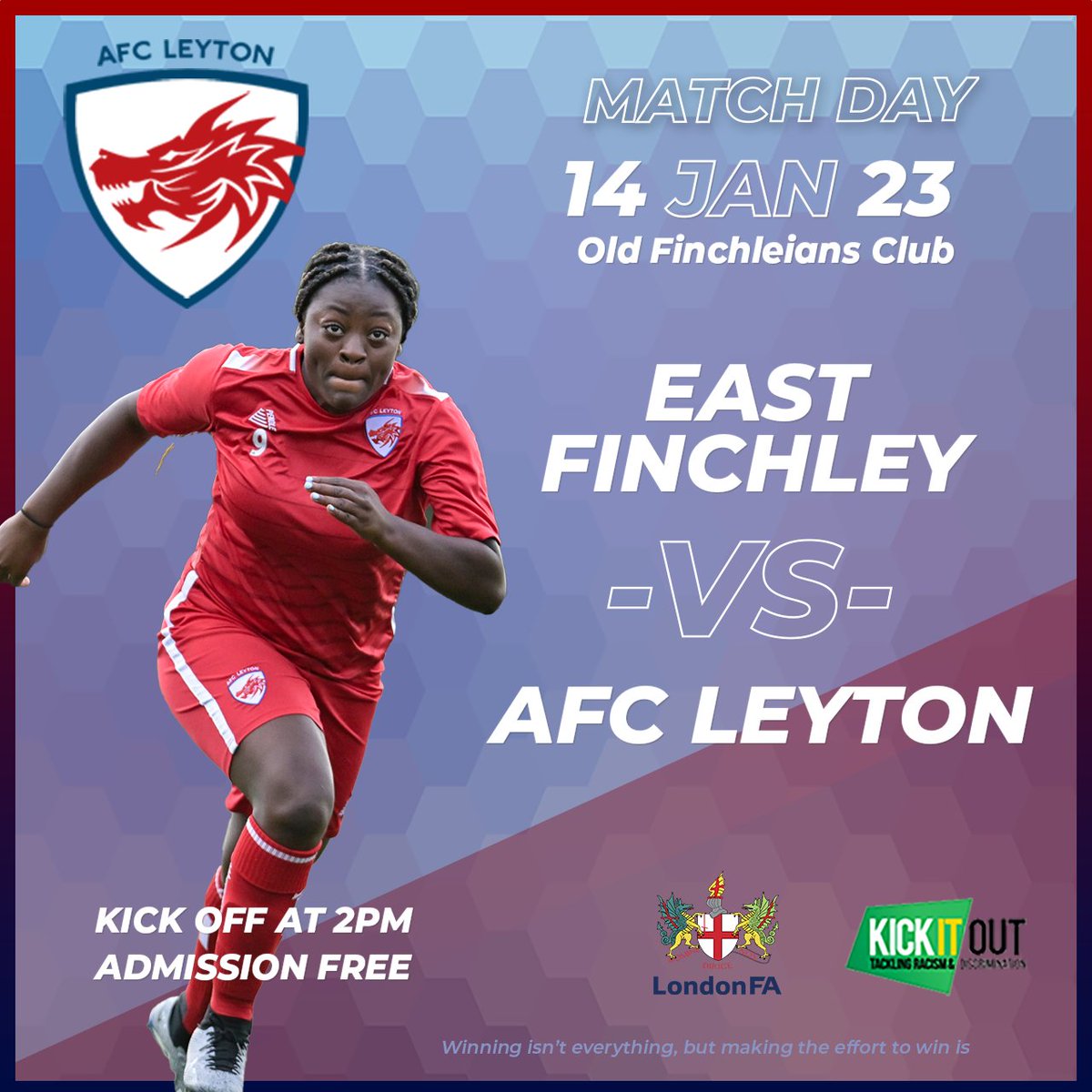 AFCLeytonWomen's tweet photo. NEXT MATCH
🆚 East Finchley | JGMT

A break from league action and an away trip to East Finchley at Old Finchleians Club as we look to continue our cup run in the JGMT cup.

📅 Sunday 14th January
🏟 Old Finchleians Club
📍 N12 7JE
⏰ 2pm

 #LeytonPlayStrong #AFCLeyton https://t.co/MV3wHc0DpX