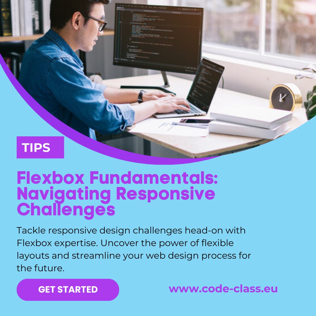 VilderenLtd's tweet image. Tackle responsive design challenges head-on with Flexbox expertise. Uncover the power of flexible layouts and streamline your web design process for the future. #CodeGoals #ProgrammingPro