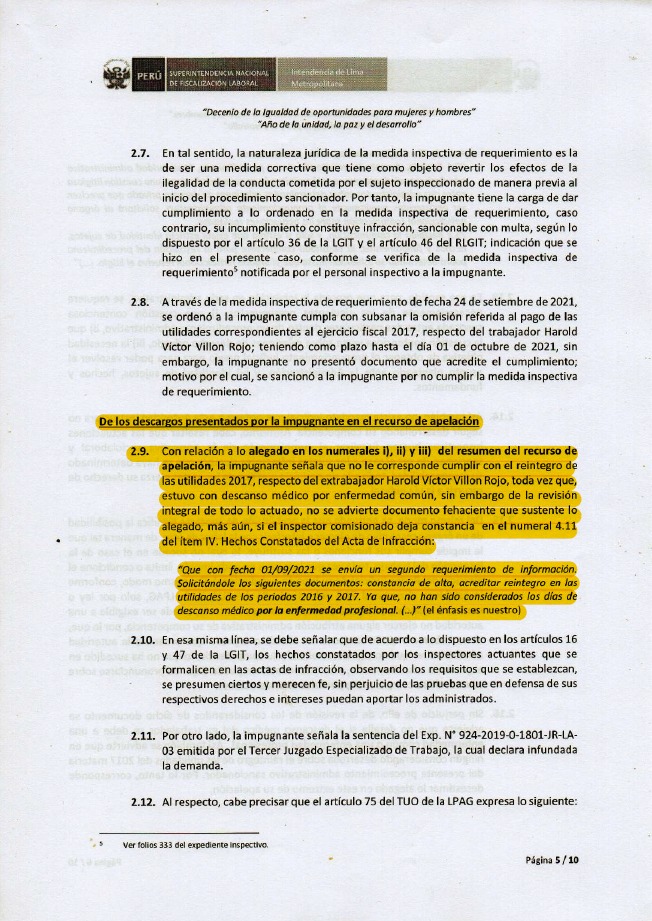 sutracadd's tweet photo. SUNAFIL, CON RESOLUCIÓN DE INTENDENCIA N° 1440-2023-SUNAFIL/ILM.
DECLARA: INFUNDADO EL RECURSO DE APELACIÓN INTERPUESTO POR CALIDDA.

"CALIDDA, NO PAGO UTILIDADES AÑOS 2016 Y 2017 POR LOS LOS DÍAS DE DESCANSO MÉDICO POR (ENFERMEDAD PROFESIONAL)".

https://t.co/l94MSUAuJS https://t.co/a0WnLoOJ8A