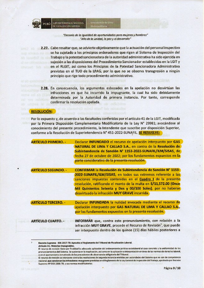 sutracadd's tweet photo. SUNAFIL, CON RESOLUCIÓN DE INTENDENCIA N° 1440-2023-SUNAFIL/ILM.
DECLARA: INFUNDADO EL RECURSO DE APELACIÓN INTERPUESTO POR CALIDDA.

"CALIDDA, NO PAGO UTILIDADES AÑOS 2016 Y 2017 POR LOS LOS DÍAS DE DESCANSO MÉDICO POR (ENFERMEDAD PROFESIONAL)".

https://t.co/l94MSUAuJS https://t.co/a0WnLoOJ8A