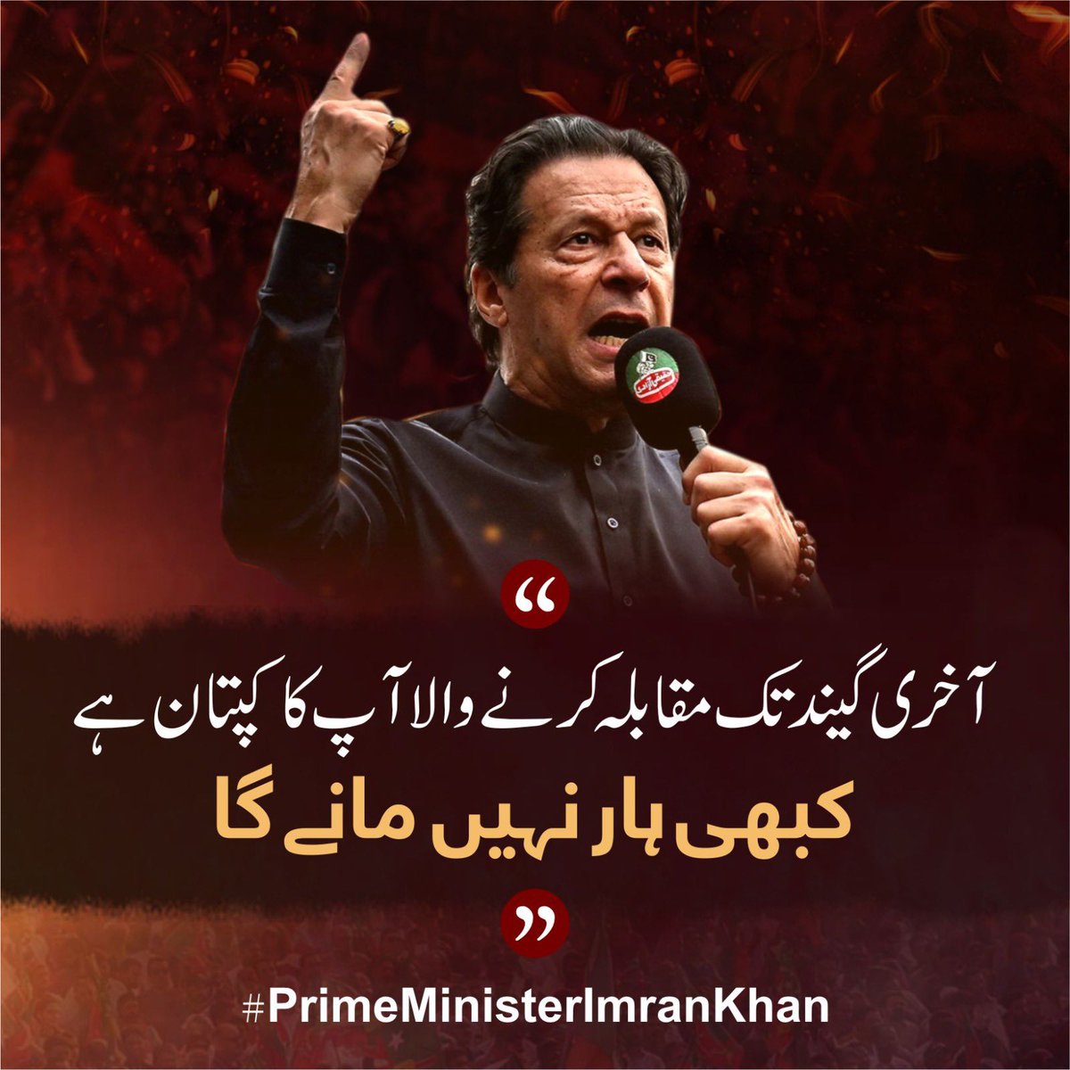 تم نے بلا چھینا لیکن مرشد عمران خان کے لیے جو ہمارے دلوں میں محبت ہے وہ کبھی چھین نہیں پاؤ گے !

ہم سر پر کفن باندھ کر نکلے ہیں، حقیقی آزادی کی منزل پر پہنچ کر ہی دم لیں گے۔

#انتخابی_نشان_عمران_خان
