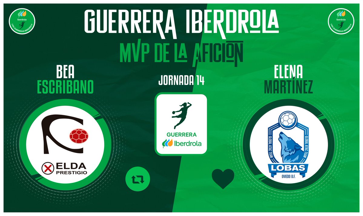 ⭐️#GuerreraIberdrola - Jornada 14

🆚 <a href="/elda_prestigio/">CBF ELDA PRESTIGIO</a> : @OviedoBF

♻️ RT:  <a href="/beaescribano11/">Bea Escribano</a>
❤️ Me gusta: <a href="/elenaamr11/">Elee⚡️</a>

#SheLovesHandball #LigaGuerrerasIberdrola