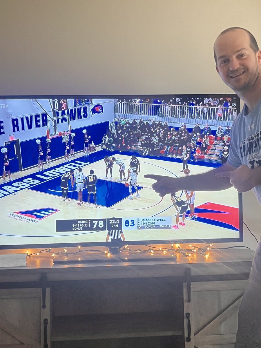 Chisholm_HSRT's tweet photo. Enjoyed watching former  @stcharlesbball player, @StCharlesHS alumni, and my former student Max Brooks as @RiverHawkNation beat UMBC. Max had a season high 24 points, 13 boards, 2 blocks, 2 asst. 

Quote from the announcer, “He was the best player on the floor today.” https://t.co/FhvjJ1DM2M