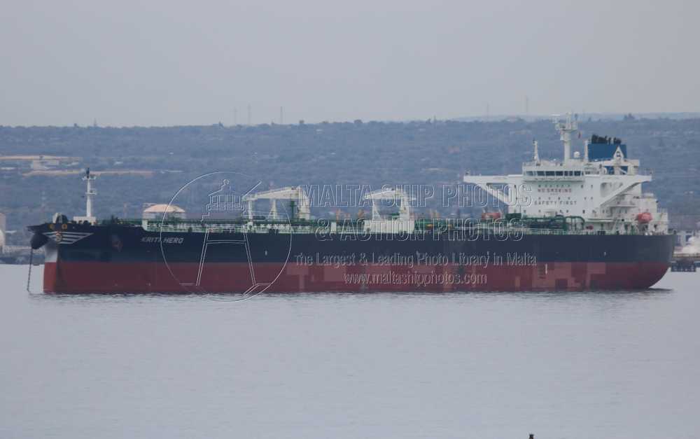 Shipguru's tweet photo. #2021built #crudeoiltanker #KRITI_HERO #anchored at #Augusta, #Sicily - 11.01.2024 - https://t.co/nfgboxc3g3 - NO PHOTOS can be used or manipulated without our permission https://t.co/5ZTuos4C2g