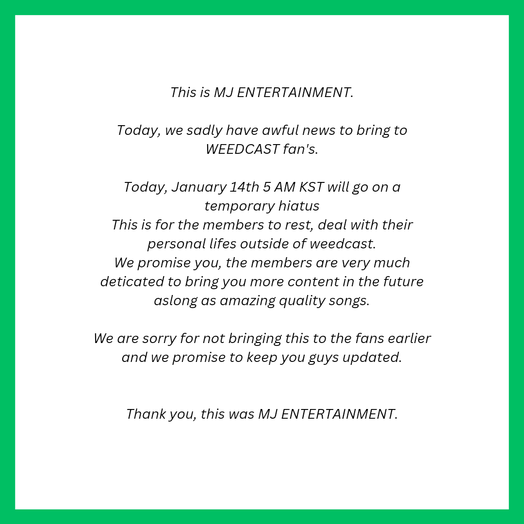 weedcastoffical's tweet photo. Hello. This is MJ entertainment. https://t.co/IlRVGa0hOR