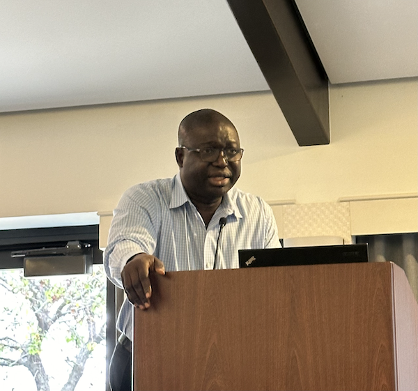sgpombe's tweet photo. A full house of @calstate faculty to hear about “#AI in the Classroom” from Dr. Sunday Peters @BerryCollege @ 36th Annual #CSUBIOTECH Symposium. This #ChatGPT novice appreciates overview before taking deep dive into developing an AI-lesson in my classroom this (or next) semester. https://t.co/LZ9e5RK0dB
