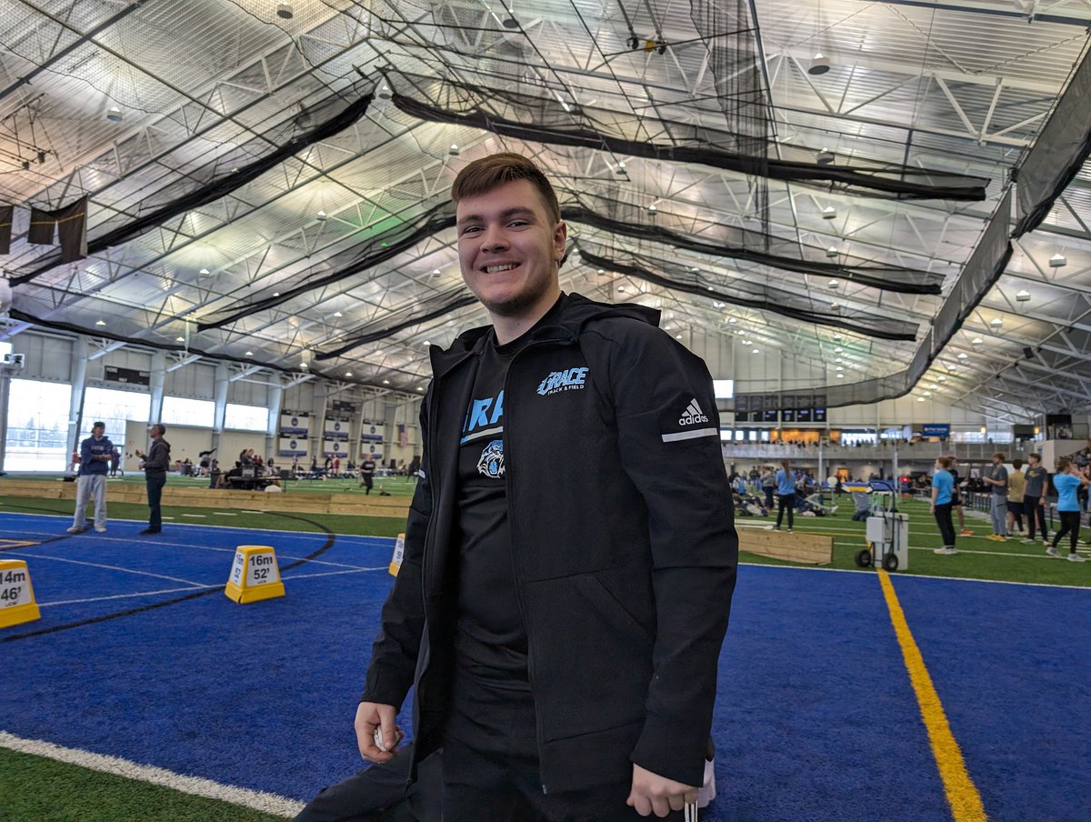 GraceTigersXC's tweet photo. Kicking off 2024 at GVSU today with another new school record in shot put for Aidan Gansert! Kent Herring with a new indoor PR as well! Angel Becerra had a really good day, as well. https://t.co/687eWOjlJf
