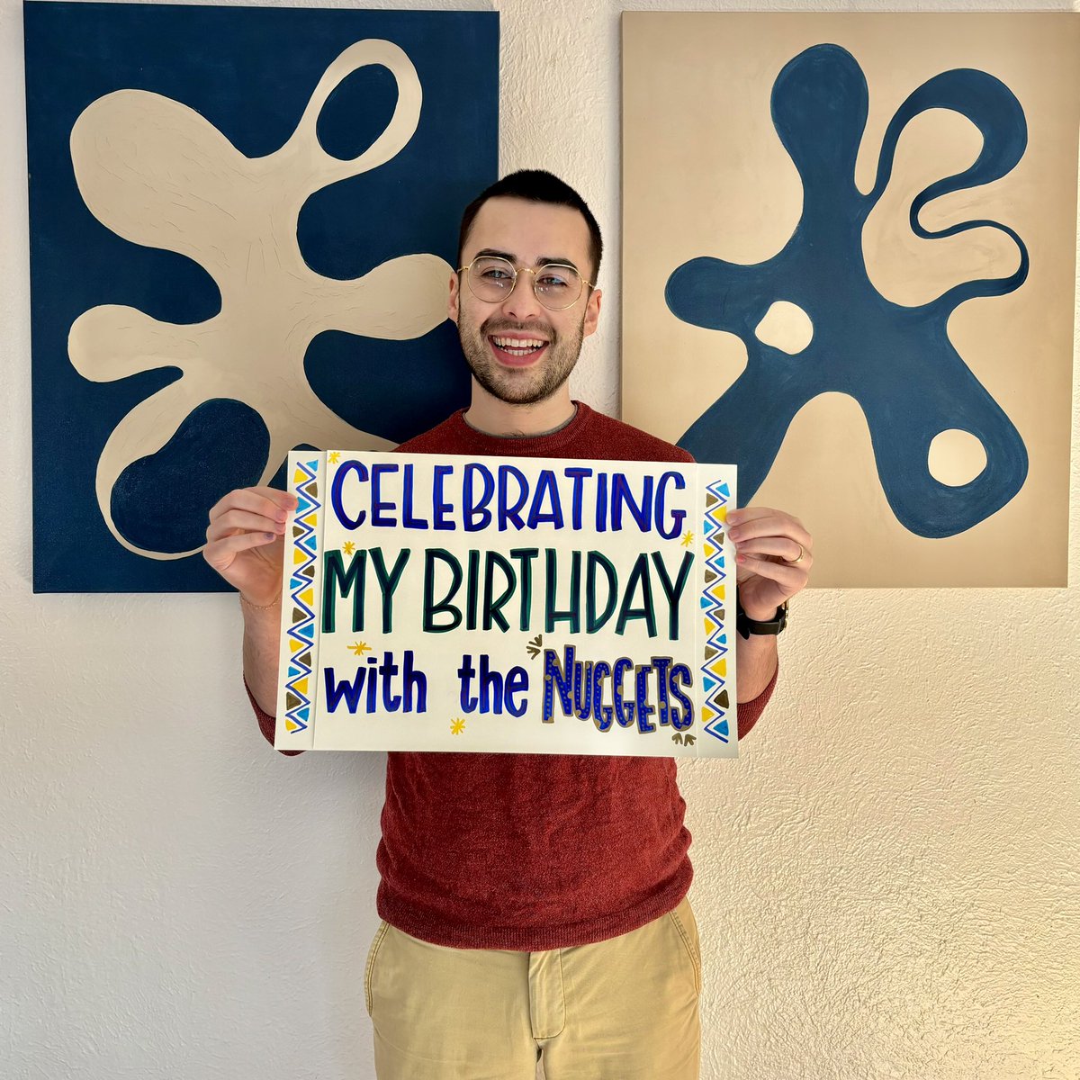 bnjmnnh's tweet photo. So pumped for the @nuggets game tomorrow for my bday! Really hoping to get my jersey signed by @BeMore27 and see @katywinge !! https://t.co/vkb6GuJzac