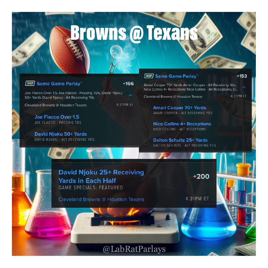 LabRatParlays's tweet photo. 🚨‼️ New Bet Alert!‼️🚨

3 bets placed for the game.  
Kickoff  @ 4:30! https://t.co/1BpGmhL0D2