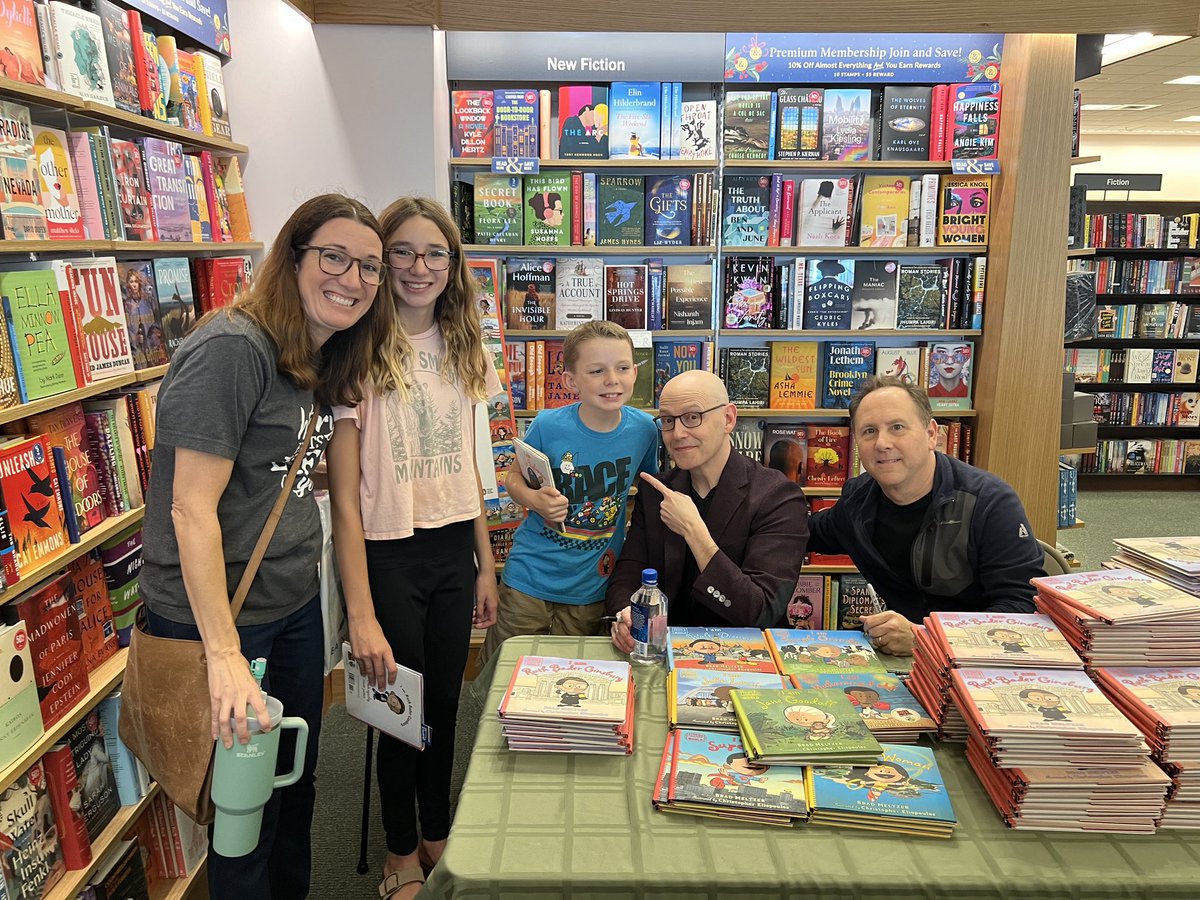 sharongator1's tweet photo. We loved meeting @bradmeltzer and @ChrisEliopoulos today. Thanks for signing our books. We love your Ordinary People Change the World series. https://t.co/G8F6p3dgKm