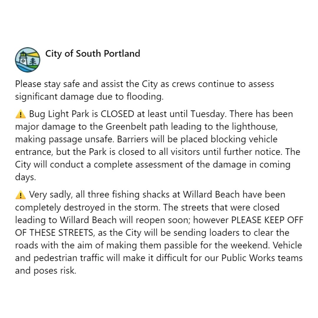 Read the full storm update at: facebook.com/cityofsouthpor…