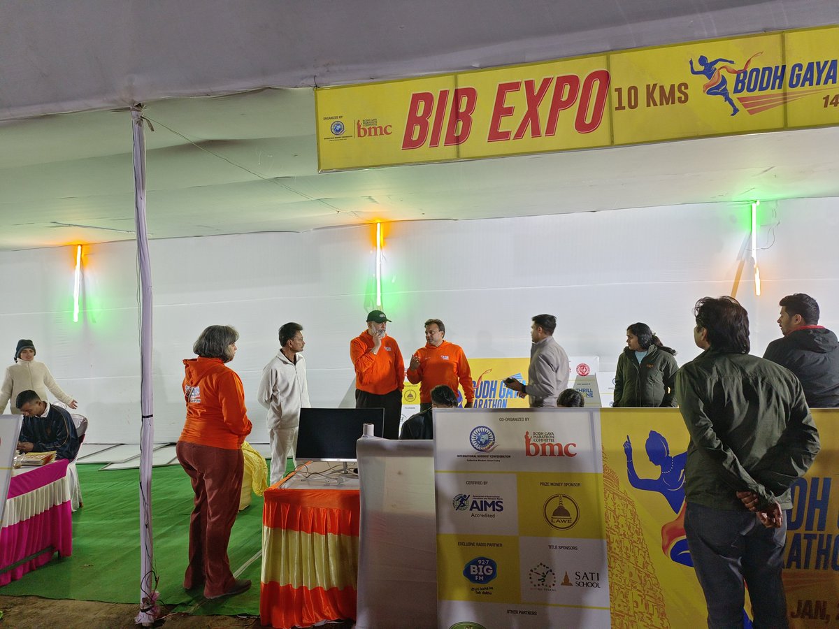 IbcWorldOrg's tweet photo. Team IBC gearing up for #BodhgayaMarathon Tomorrow. Please join us in this endeavour of Prayer for #GlobalPeace. 1500 participants from across the world including professional runners, #IndianArmedForces 🇮🇳 and monks & senior members of the Sangha.
@afiindia
@SpokespersonMoD 
@DDNewslive 
@PIB_India
