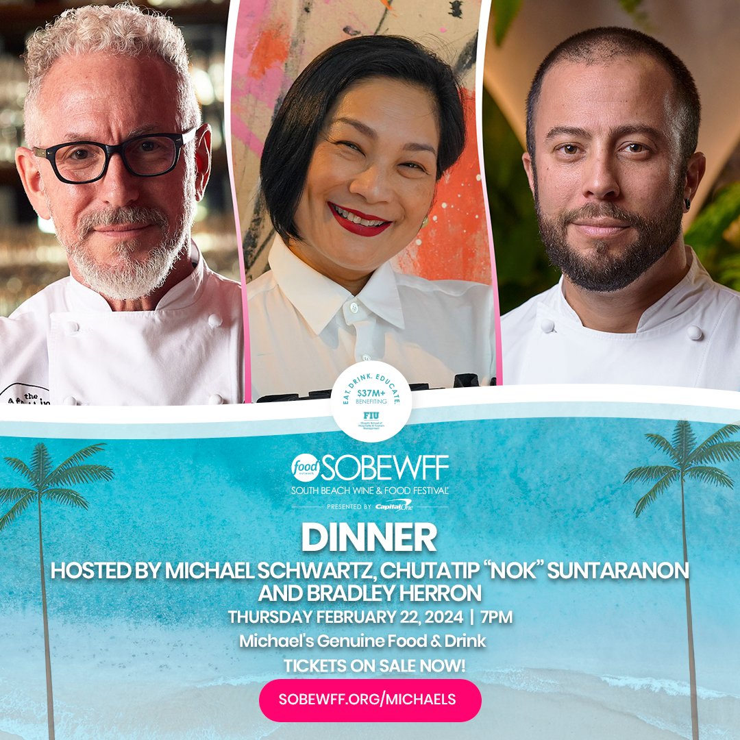 Michael's Genuine (@michaelsgenuine) on Twitter photo Are you ready for another amazing @sobewff? ๐ฅณ Join <a href="/chefmschwartz/">Michael Schwartz</a>, <a href="/kuhnnok/">Chutatip Suntaranon</a> and @chefbradleyj on Thursday, February 22 at Michael's Genuine for an amazing thai-inspired collaboration. Limited seats! @foodnetwork @fiuhospitality Are you ready for another amazing @sobewff? ๐ฅณ Join <a href="/chefmschwartz/">Michael Schwartz</a>, <a href="/kuhnnok/">Chutatip Suntaranon</a> and @chefbradleyj on Thursday, February 22 at Michael's Genuine for an amazing thai-inspired collaboration. Limited seats! @foodnetwork @fiuhospitality
