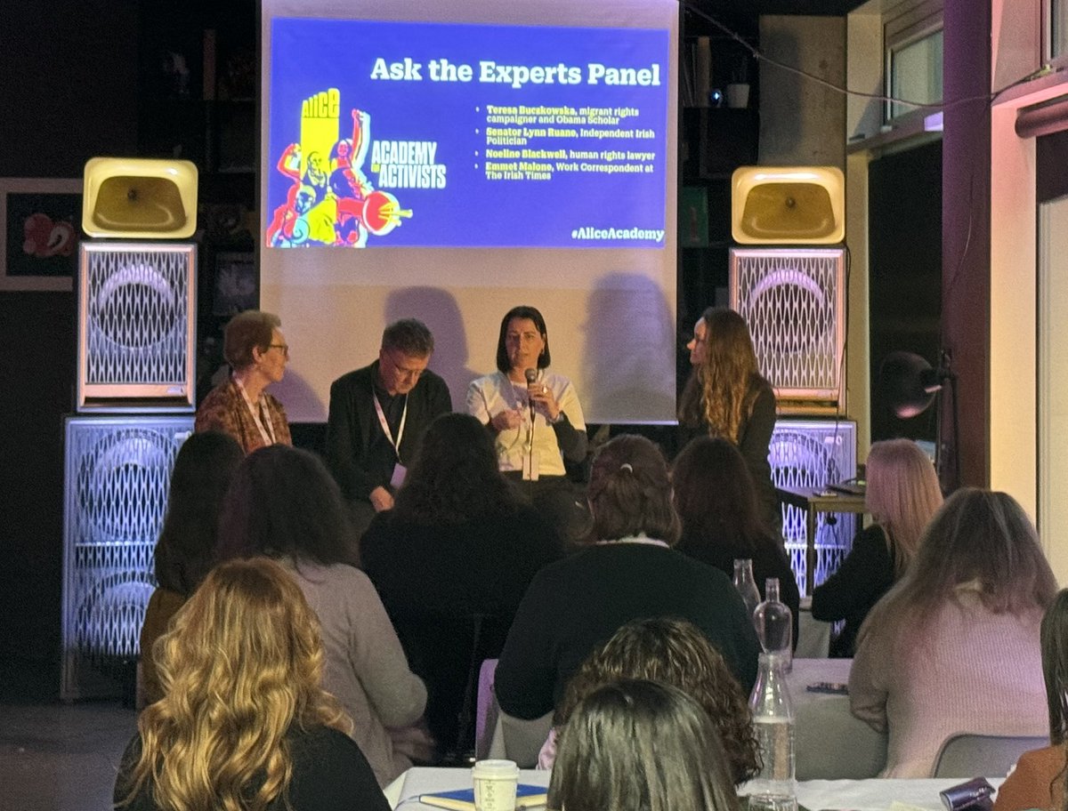 Our last #AliceAcademy session for the day &amp; we are so grateful to have Sen. Lynn Ruane, <a href="/emmetmalone/">emmet malone</a> &amp; @Noeline_B sharing their insights on politics, media engagement &amp; campaigning, expertly moderated by <a href="/TBuczkowska/">Teresa Buczkowska 🅾️+</a>