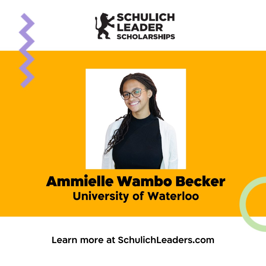 SchulichLeaders's tweet photo. Did you know, 2023 @UWaterloo #SchulichLeader Ammielle Wambo Becker led their team to first place in the 2022 RBC Next Great Innovator Hackathon and the 2021 TKS Moonshot Challenge! https://t.co/vqBkQPiBAY