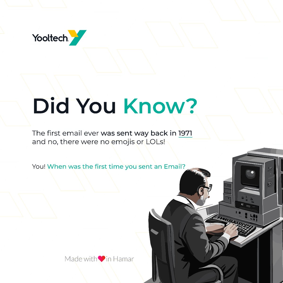 yooltech's tweet photo. When was the first time you sent an Email? Share with us!
#Yooltech #MadewithLoveinHamar #Somalia #Technology https://t.co/JMht8iYJOl