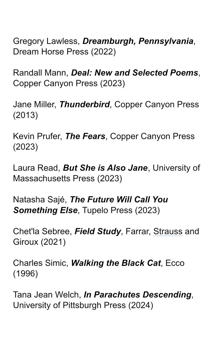 My Annual Reminder to Myself that I Actually Love Poetry (Part I): in 2023, I bought 29 books of poetry and read 185 (174 full-length and 10 chapbooks, out of 273 books overall). Here are my favorites (in alphabetical order by author): simeonberry.com/book-recommend…