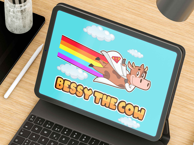 _sunnytoon's tweet photo. Look at the cute cartoon cow in a white coat, flying in the sky with a beautiful rainbow trace in his back.

You can order one, just message me or visit my shop in fiverr 🥰

https://t.co/jNlBVNkQQJ

#cow #cartoon #rainbow #cartooncow #LogoDesign 
#doctor #2D #GraphicDesign https://t.co/faaX7pUbCq