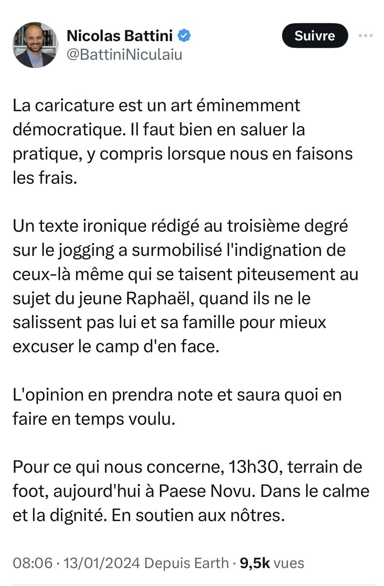 Cher Nicolas Battini, les 4 premières lignes auraient suffi. 

Palatinu s'est ridiculisé avec son billet sur le jogging, il en fait les frais. Donc tu bisques. 

Respire, souffle, avale ou inversement.