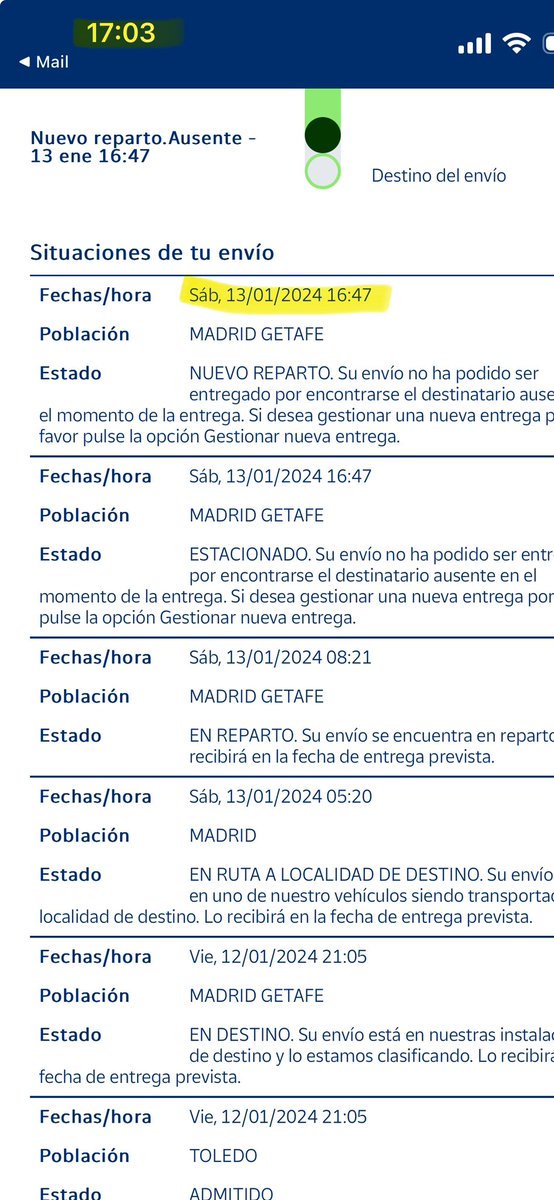 ChrisBarreraD's tweet photo. @CorreosAtiende @Correos Estuve todo el día en casa porque me avisaron que entregaban mi pedido hoy, hace 15 min actualizaron en la página que Yo estaba ausente ! He estado todo el día aquí! https://t.co/rgntd9bbpU