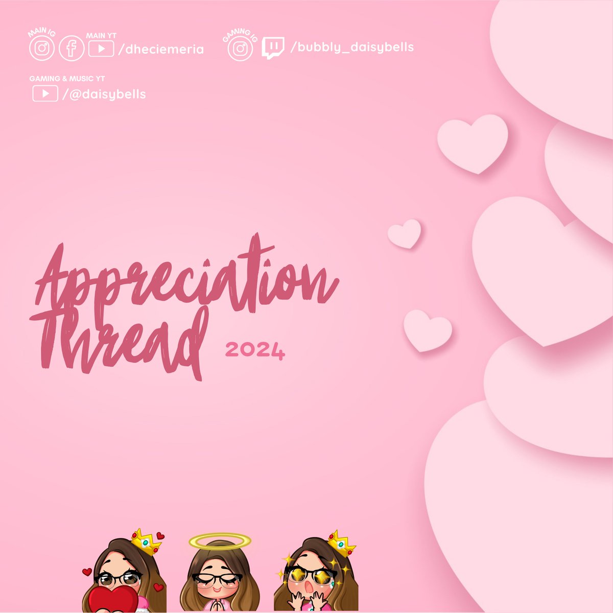 dheciemeria's tweet photo. 2024 #AppreciationThread: Helloha~ This is where i'll be posting my appreciation posts on and off livestream 🥰 
❁ #daisybells ┇#bubblydaisy ┇#bubblydaisybells ┇ #bubblydaisyland ┇#cheesewiz ❁ https://t.co/4TBfHj7ahp