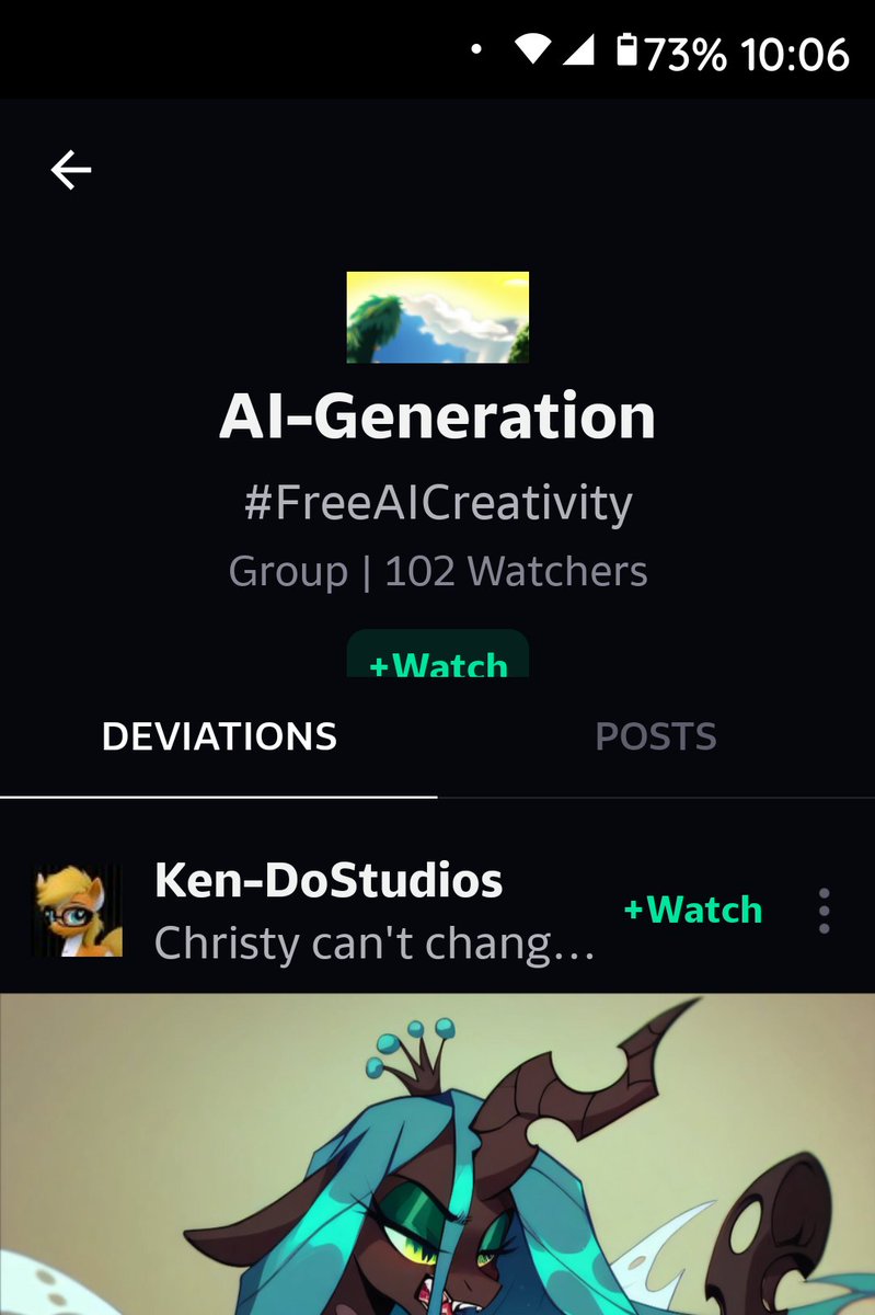 mnt4theflowers's tweet image. There is literally a whole community on Deviant that is for AI this is really sad. And there's alot of fetishing here too 😫
This is crazy

#mlpbeware #aibeware 
 #ai #aiisntart  #aiiskillingartists