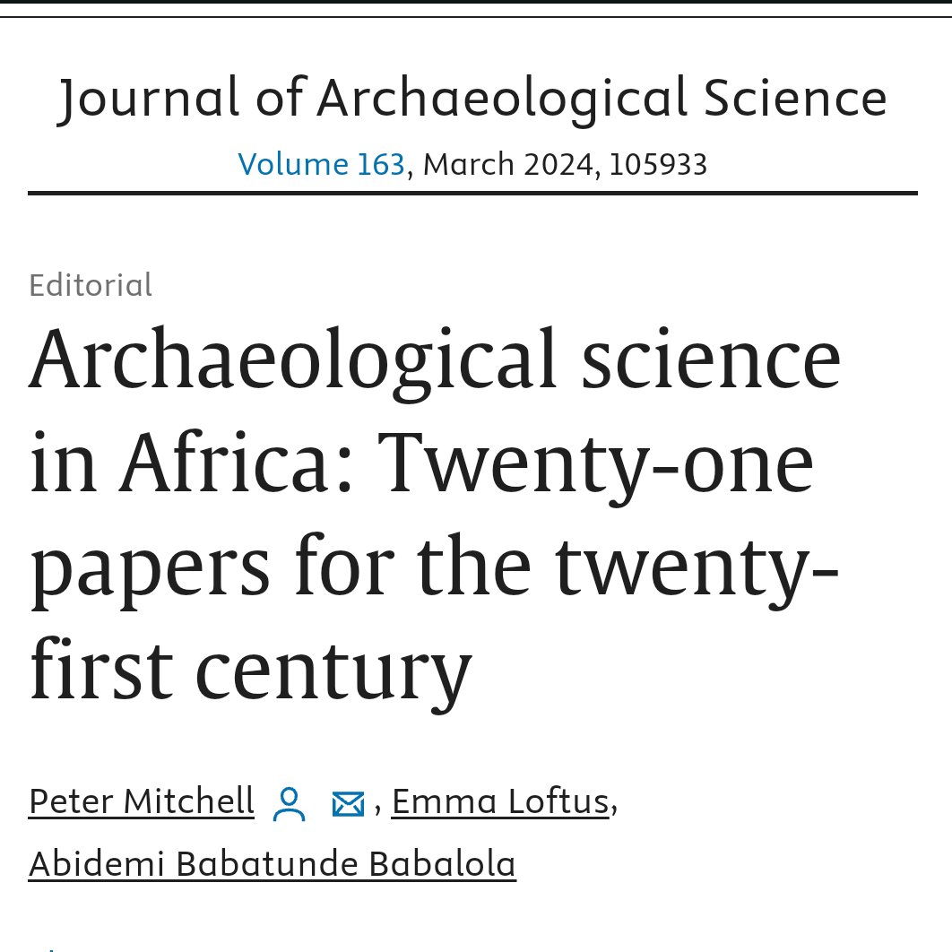 Emma_J_Loftus's tweet photo. A pleasure to work with Peter Mitchell and @AbidemiBabalol5 to delve into the archives of the Journal of Archaeo. Science for a special collection of enduring, impactful papers on African archaeology. Big thanks to the editors, esp @BarberenaRamiro for the invite! https://t.co/jTlkSqERl0