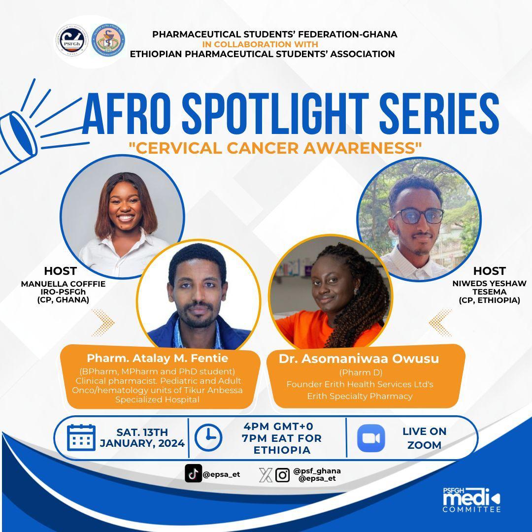 🌍 💫: *_THE GHANA-ETHIOPIA FIGHT AGAINST CERVICAL CANCER_*

*IT'S TODAY‼️‼️*

#AfroSpotlightSeries #Ipsfafro
#CervicalCancerAwareness #UnityThroughEducation

*POWERED BY PSFGH &amp; EPSA*  🌍🤝
<a href="/IPSFAfRO/">IPSF African Region</a>
@psf_ghana