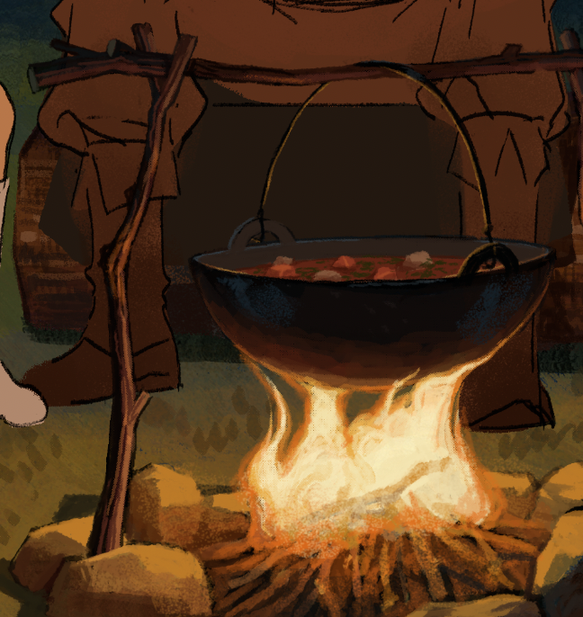 fire cooking campfire stick solo outdoors general  illustration images
