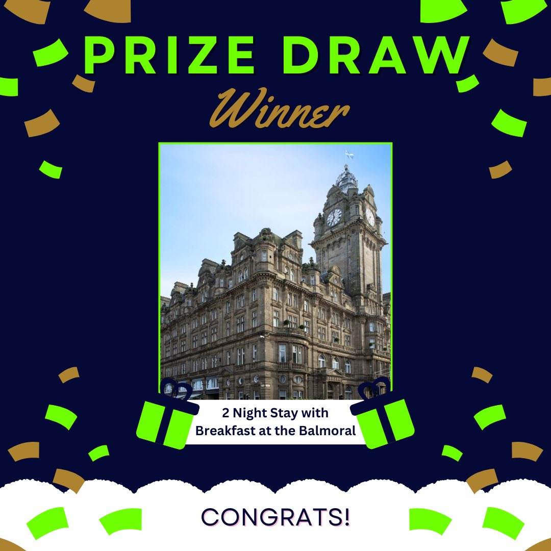 ⭐️ The winning ticket has been drawn ⭐️ This morning we contacted the winner of our Christmas Prize Draw who has won a 2 night stay with breakfast at the Balmoral Hotel in Edinburgh! Congratulations to our winner and thank you to everyone who entered. We raised £380 in total!