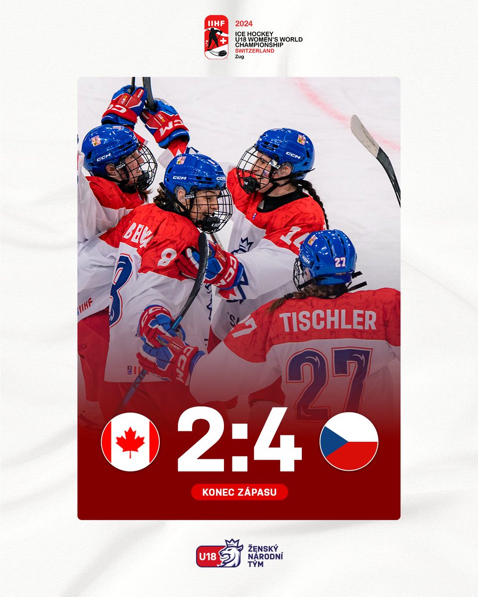 narodnitymzen's tweet photo. CO SE PRÁVĚ STALO?!?! 🤯

Holky HISTORICKOU PORÁŽOU 🇨🇦 Kanady postupují do finále MISTROVSTVÍ SVĚTA!!! 🔥

#CANCZE #narodnitymzen #ceskyhokej #U18WomensWorlds https://t.co/HUxebuYZTD