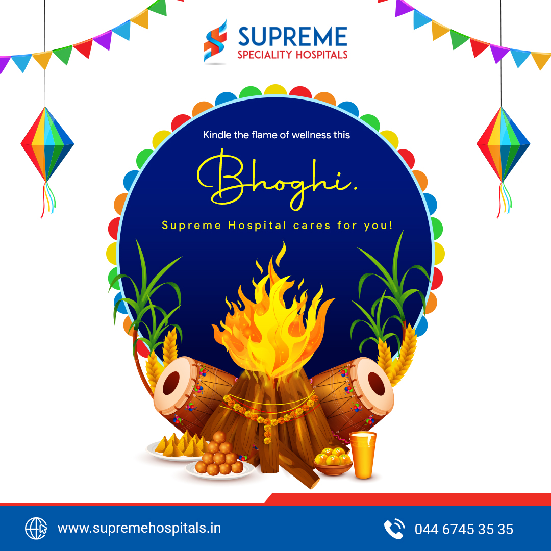 Wishing you a joyous Bhogi filled with prosperity and vitality.  

Let's ignite the spirit of wellness together and embark on a journey towards a healthier you. 

 #BhogiWellness #SupremeCare #HealthFirst #FestivalOfHealth