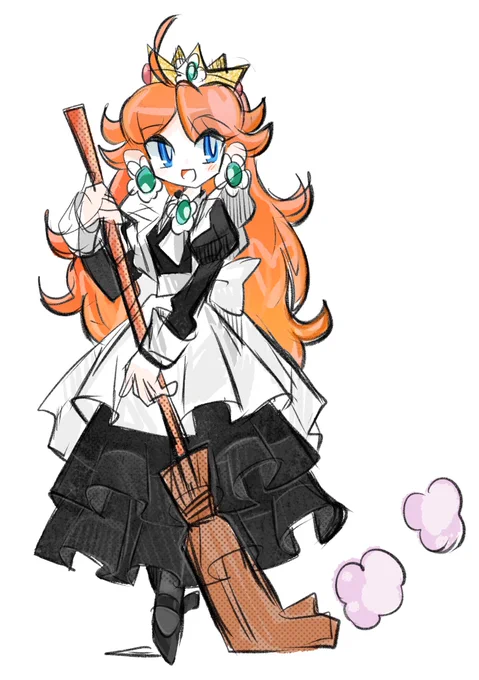 #PrincessDaisy #デイジー姫 #らくがき  #イラスト  #SuperMario スマブラ黒ドレスみてたら思いついたメイドさん。メイドだけど王冠なのがデイジーらしいかと! 