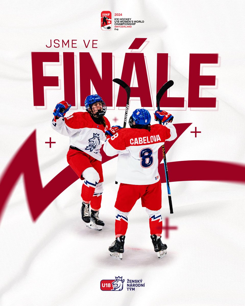 narodnitymzen's tweet photo. PŘEPIŠTE HISTORII! 😱 České juniorky se poprvé představí ve finále mistrovství světa... 🇨🇿 Holky, jsme na vás neskutečně pyšní! 🥹

🇨🇦⚔️🇨🇿 2:4

#CANCZE #narodnitymzen #ceskyhokej #U18WomensWorlds https://t.co/vSWFnfbPqq