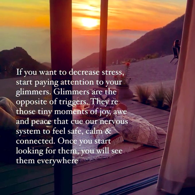 KariJoys's tweet photo. Pay attention to your #Glimmers! #JoyTrain #Joy #Quote #MentalHealth #Mindfulness #Mindset  RT @gary_hensel https://t.co/4DSGZU8nuL